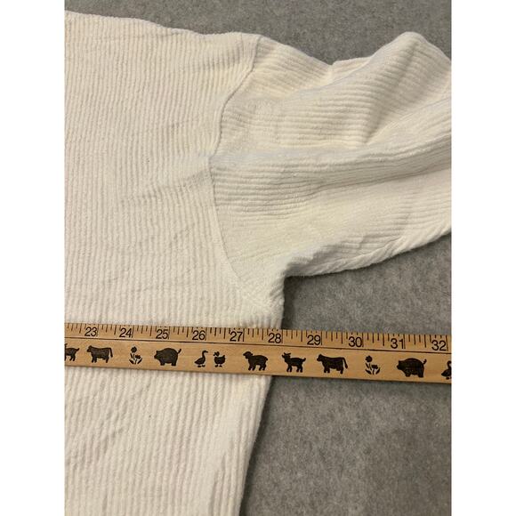 Aerie Sweater Mens Small Long Sleeve Crewneck Ribbed Knit‎ Cotton Pullover Cream - Picture 13 of 14